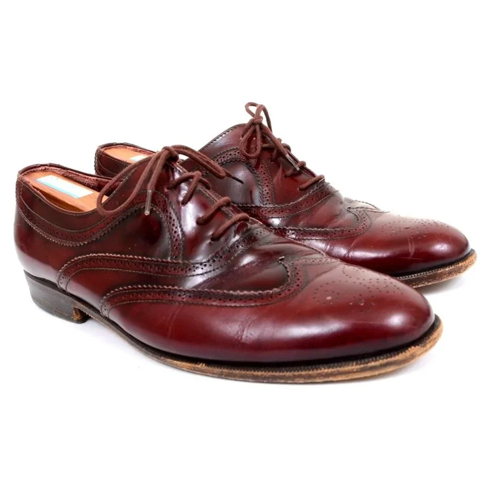 Mario Bruni Mens Size 9W Burgundy Leather Cap-Toe Oxford Loafer FREE SHOE TREES!
